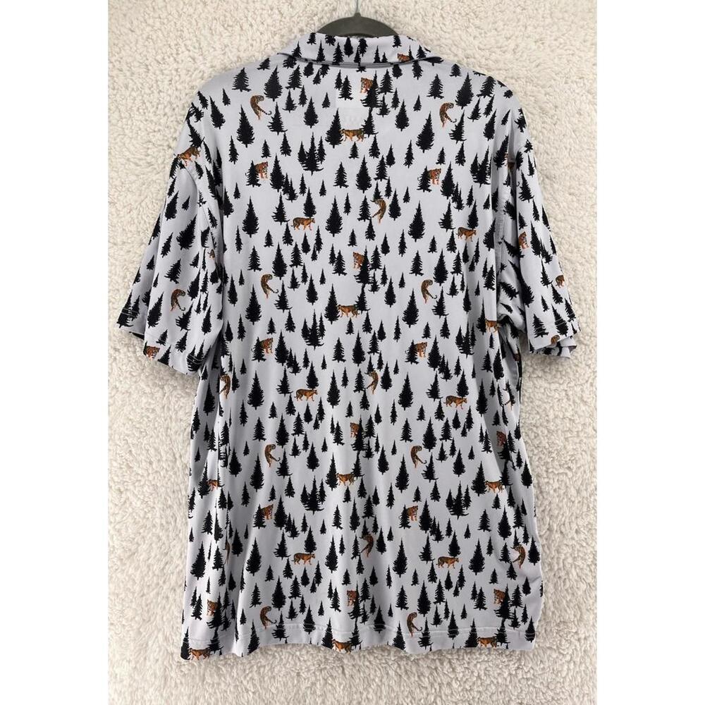Waggle Polo Men’s Sz Large All Over Print Tiger In The Woods Shirt Golf Tennis - Picture 6 of 6